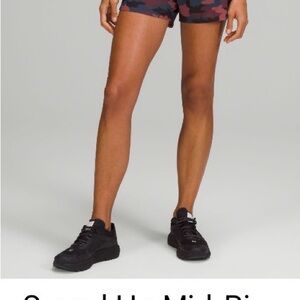 lululemon athletica speed up mid-risePink and Black Camo Women's Athletic Shorts